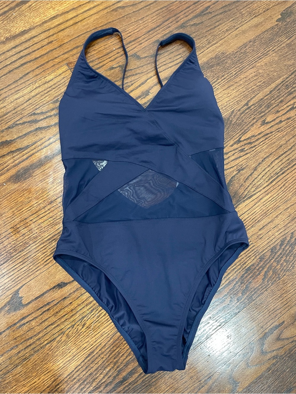 Bleu Rod Beattie Ultra Navy One‑Piece Swimsuit with Mesh Panels – Size 12